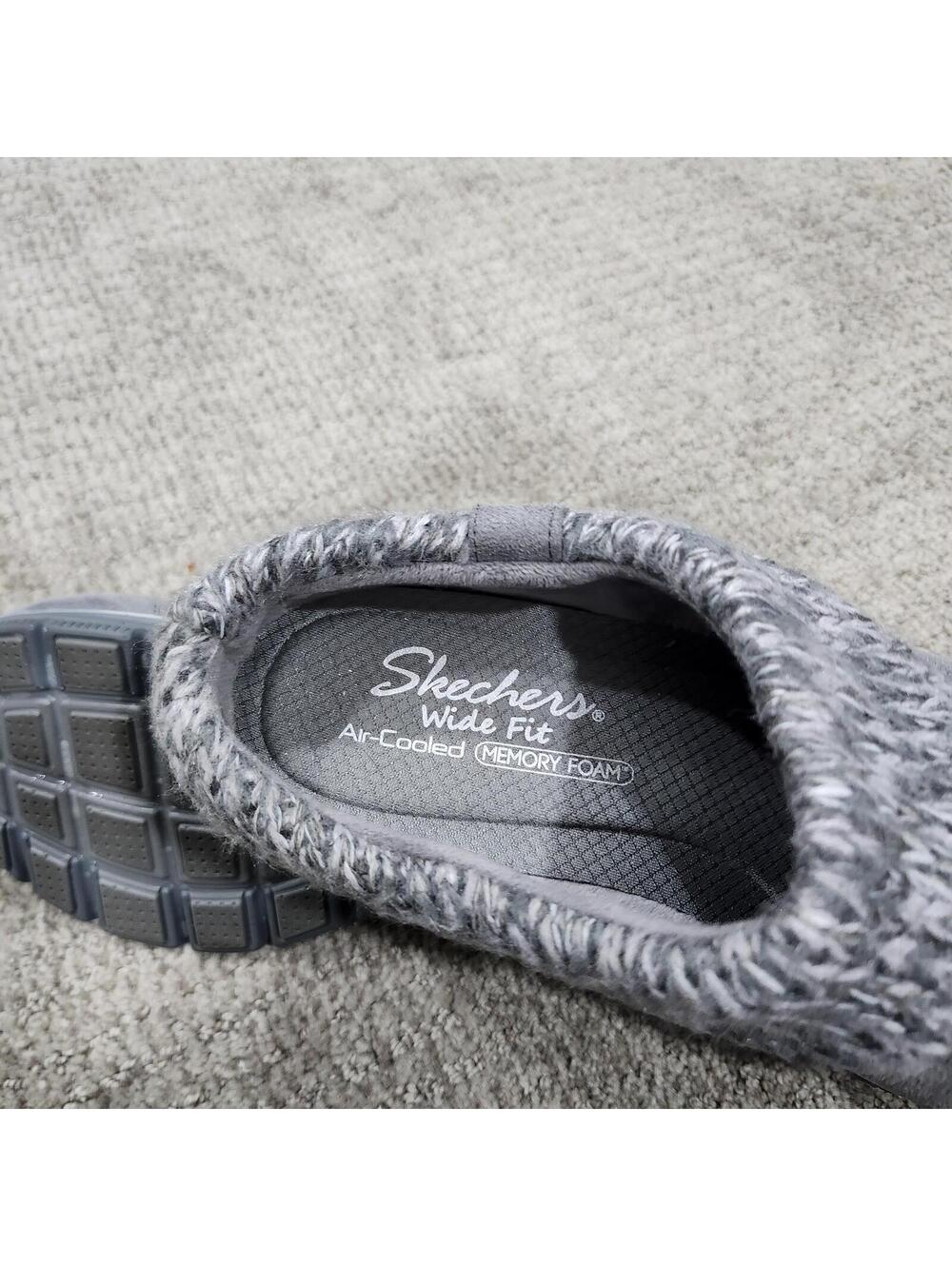 Skechers Easy Going Good Gray Mule Slippers With Cable Knit Collar Size 8.5 - Picture 8 of 13